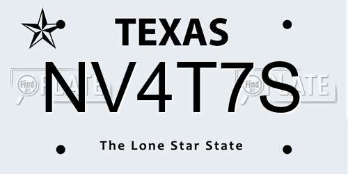NV4T7S Texas License Plate