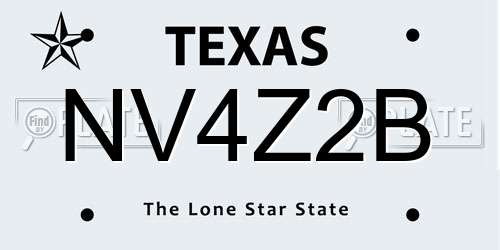 NV4Z2B Texas License Plate