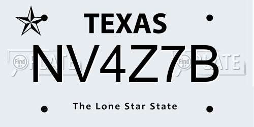 NV4Z7B Texas License Plate