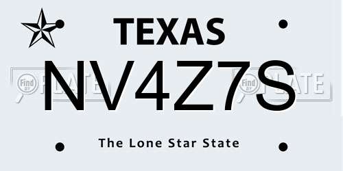 NV4Z7S Texas License Plate