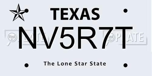 NV5R7T Texas License Plate