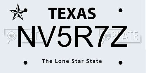 NV5R7Z Texas License Plate