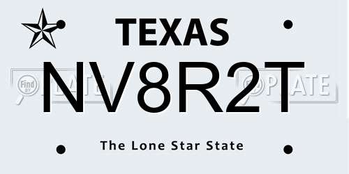 NV8R2T Texas License Plate
