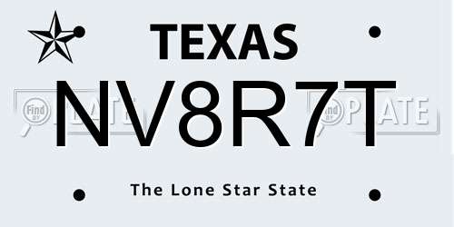 NV8R7T Texas License Plate