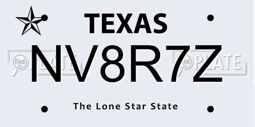 NV8R7Z Texas License Plate