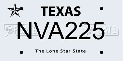 NVA225 Texas License Plate