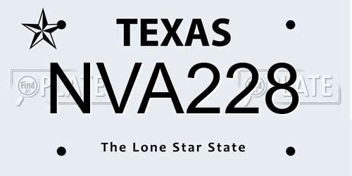 NVA228 Texas License Plate
