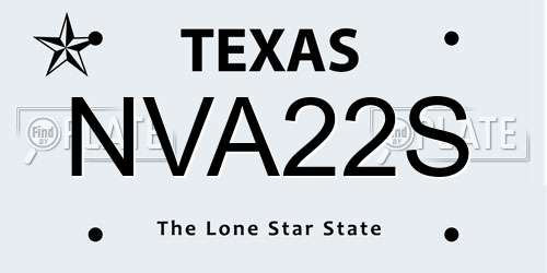 NVA22S Texas License Plate