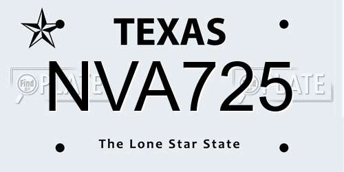 NVA725 Texas License Plate