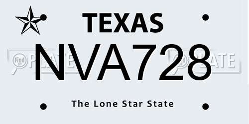 NVA728 Texas License Plate