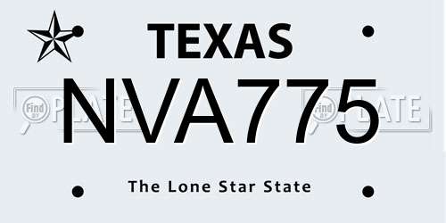 NVA775 Texas License Plate