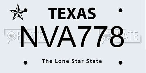 NVA778 Texas License Plate