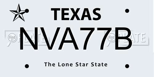 NVA77B Texas License Plate