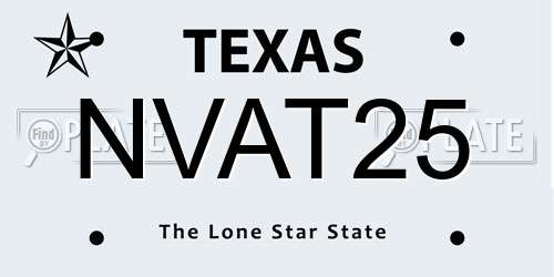 NVAT25 Texas License Plate
