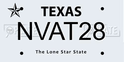 NVAT28 Texas License Plate