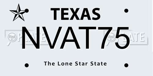 NVAT75 Texas License Plate