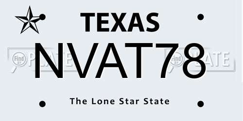 NVAT78 Texas License Plate