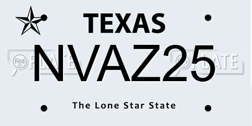 NVAZ25 Texas License Plate