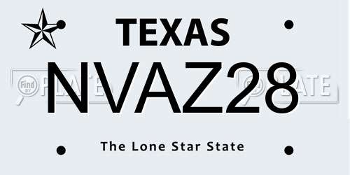 NVAZ28 Texas License Plate