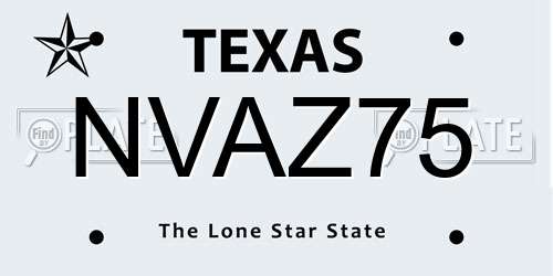 NVAZ75 Texas License Plate