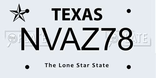 NVAZ78 Texas License Plate