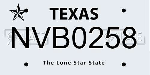NVB0258 Texas License Plate