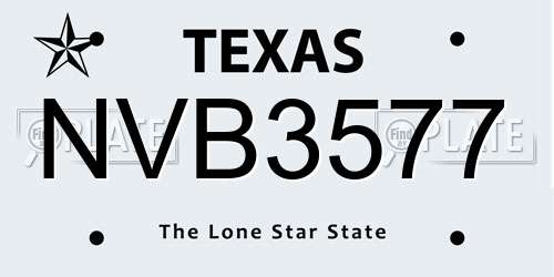 NVB3577 Texas License Plate