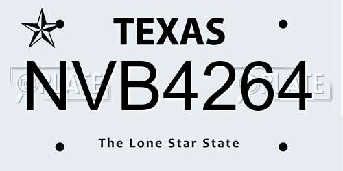 NVB4264 Texas License Plate