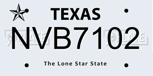 NVB7102 Texas License Plate
