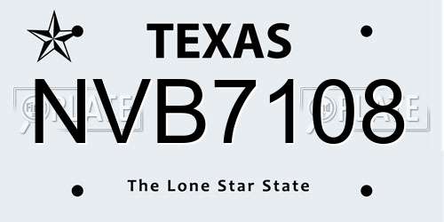 NVB7108 Texas License Plate