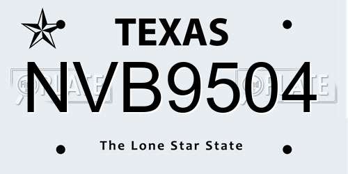 NVB9504 Texas License Plate