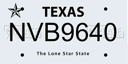 NVB9640 Texas License Plate