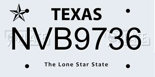 NVB9736 Texas License Plate