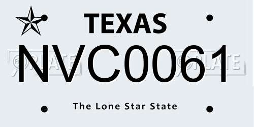 NVC0061 Texas License Plate