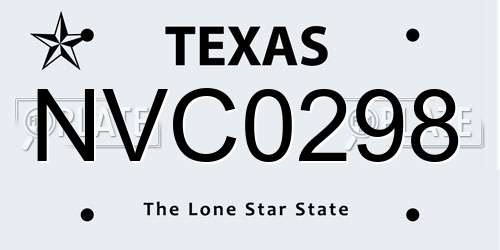 NVC0298 Texas License Plate