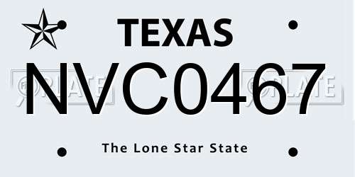 NVC0467 Texas License Plate