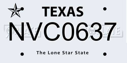 NVC0637 Texas License Plate