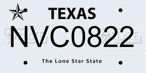 NVC0822 Texas License Plate