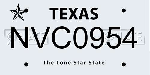 NVC0954 Texas License Plate