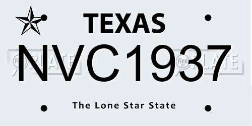 NVC1937 Texas License Plate