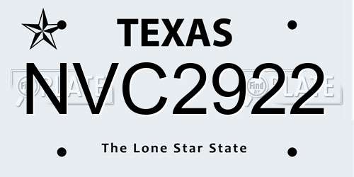 NVC2922 Texas License Plate