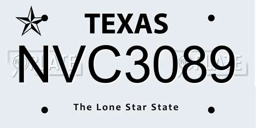 NVC3089 Texas License Plate