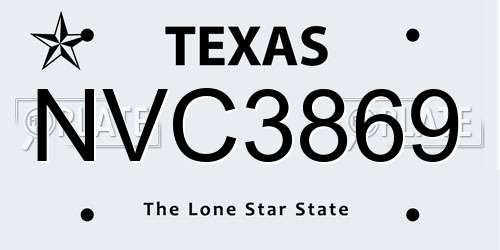 NVC3869 Texas License Plate