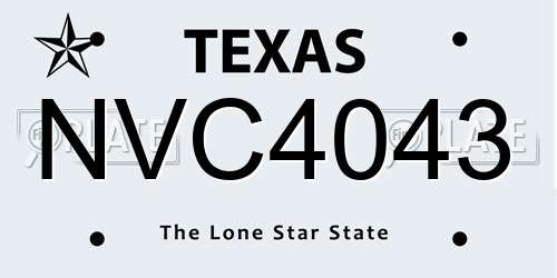 NVC4043 Texas License Plate