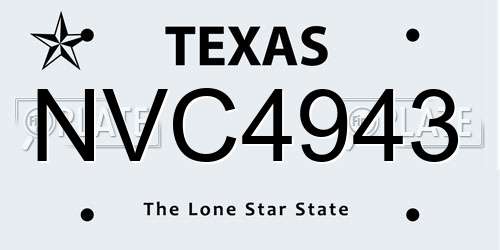 NVC4943 Texas License Plate