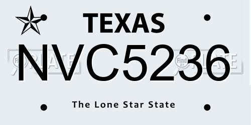 NVC5236 Texas License Plate