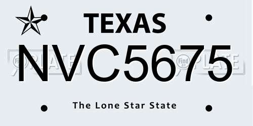 NVC5675 Texas License Plate
