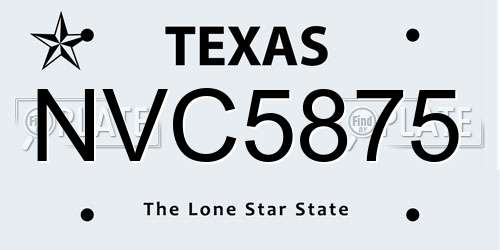 NVC5875 Texas License Plate