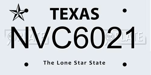 NVC6021 Texas License Plate