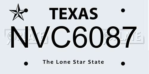 NVC6087 Texas License Plate